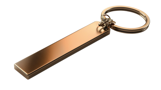 Copper-Toned Keychain in Streamlined Design on white background