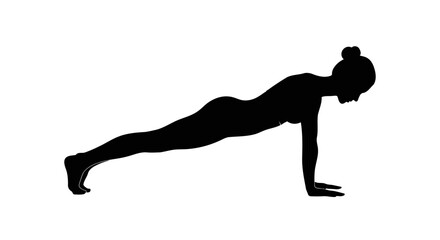 woman in plank pose transparent background vector silhouette