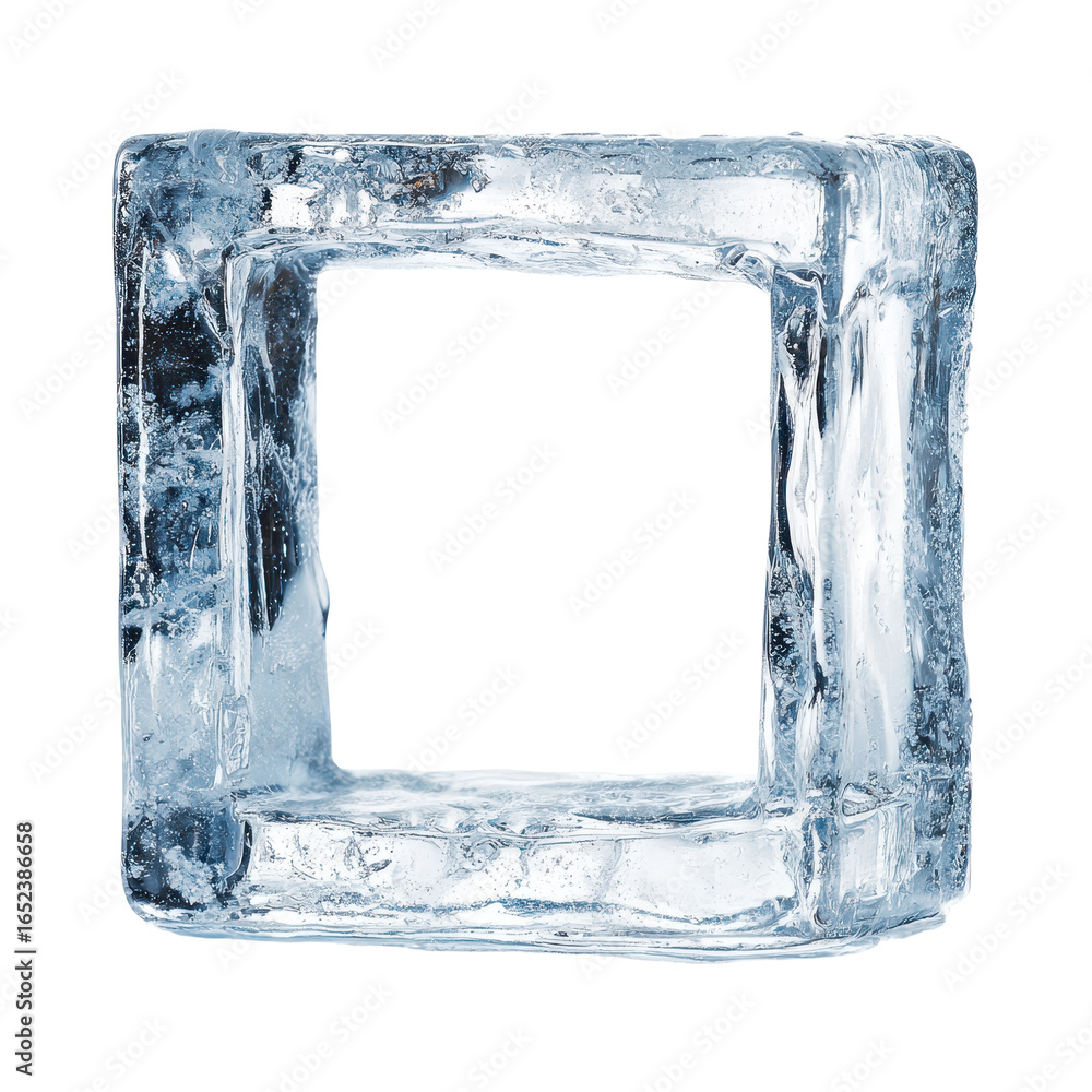 Aufkleber unique cube-shaped ice block positioned against a plain white background suitable for various creati