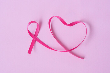 healthcare and medicine concept. pink breast cancer awareness ribbon.