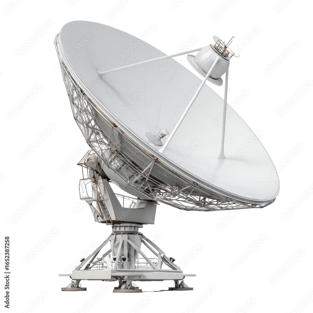 Poster large satellite dish installed at communication center for data transmission and reception activitie