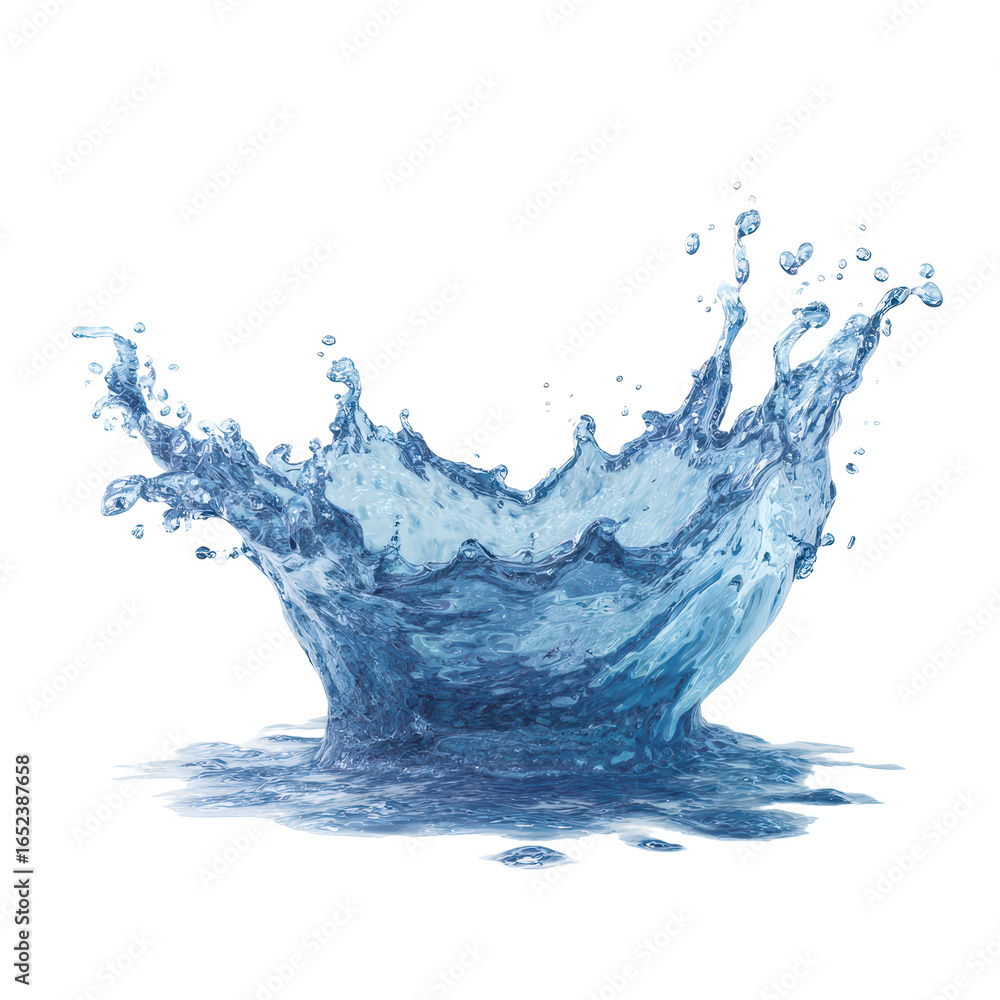 Poster Water splash creating ripples in clear liquid, showcasing motion and energy in a dynamic display