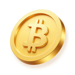 Obraz premium Golden Bitcoin Coin Symbolizing Cryptocurrency and Digital Finance