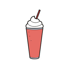 Classic strawberry milkshake with creamy whipped topping and cherry garnish