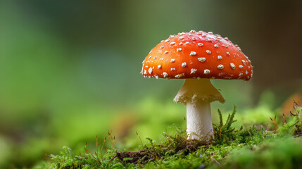Fly Agaric Mushroom with Red Cap – Toxic Forest Fungus