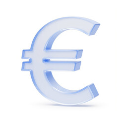Obraz premium 3D rendered transparent euro currency symbol on white background