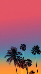 Obraz premium blank banner with tropical sunset gradient and silhouette palm trees