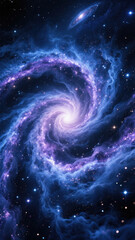 Spiral Galaxy with Bright Center and Vivid Purple Arms