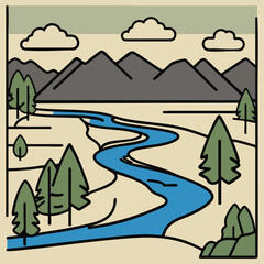 Naklejka premium World Rivers Day vector set featuring flowing rivers, river wildlife, nature conservation, clean water, kayaking, fishing, and environmental awareness in solid color flat vector style.