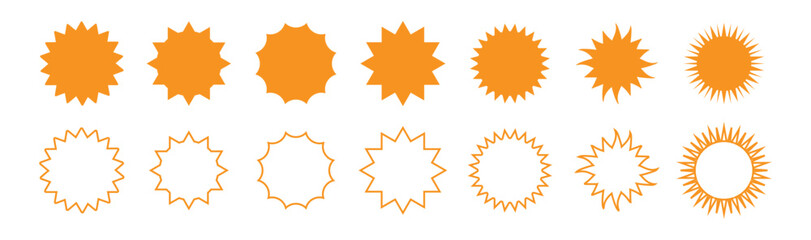Set of starburst, sunburst badges. Design elements - best for sale sticker, price tag, quality mark. Flat vector illustration.