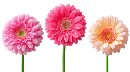 Daisy flower purple ,red,yellow,white, pink,violet, Lavender and  peach collection on transparent background.