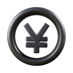 Obraz premium 3d rendered yen symbol isolated on transparent background
