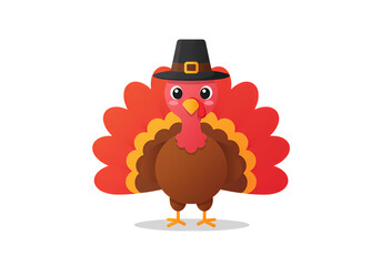 Thanksgiving Turkey Cartoon Festive Bird Illustration for Autumn Holiday Designs isolated on transparent background