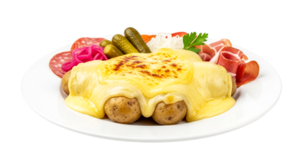 delicious raclette potatoes transparent background vector illustration