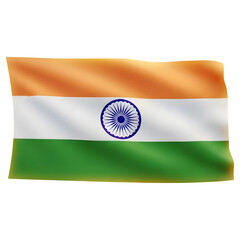 Waving Flag of India Isolated on Black Background
