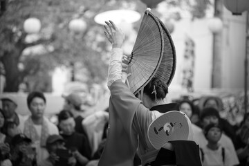 Beautiful scenery of AWA ODORI FESTIVAL in summer season, a traditional dance festival of Tokushima prefecture and Tokyo, Japan