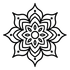 Intricate Black and White Mandala Design with Floral Symmetry