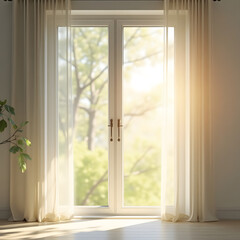 Naklejka premium shadow overlay effects of realistic window and tree branch shadow with light blur on transparent background,Summer sunlight and shadow overlay effect