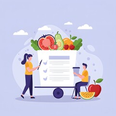 Healthy Food Shopping List and Diet Plan Concept