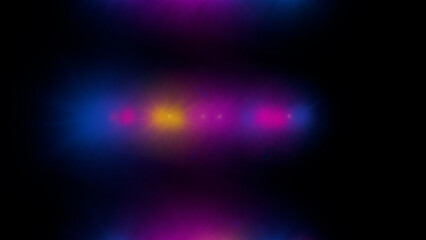 Dynamic abstract background with vibrant blue, purple, and yellow light flares on black