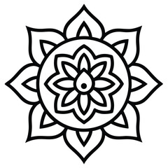 Black and White Geometric Floral Mandala Design