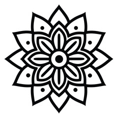 Black and White Geometric Floral Mandala Design