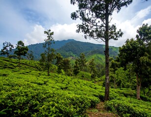 Obraz premium Lush tea plantation landscape