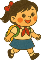 Back To School Girl Student Cartoon Illustration – Cute Vietnamese Child Character Wearing School...