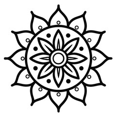 Black and White Mandala Design with Floral and Geometric Elements