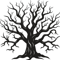 Dead Tree Silhouette – Spooky, Nature, Halloween, Creepy Vector Isolate on White Background