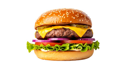 juicy cheeseburger with transparent background perfect for menu design