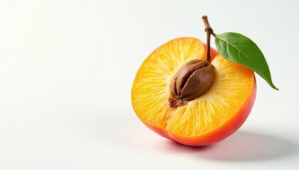 Single dried apricot, air-dried, white backdrop , texture, food photography