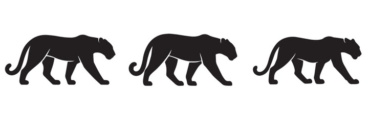 black tiger silhouette vector set