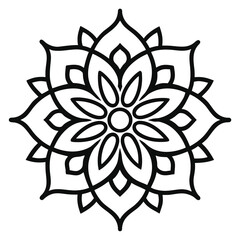 Black and White Mandala Design with Intricate Petal Patterns