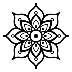 Black and White Mandala Flower Design