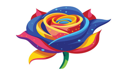 Obraz premium An abstract, colorful sun and rainbow vector illustration with whimsical fish and bird shapes