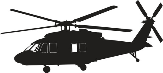 Helicopter Silhouette – Aviation, Military, Aircraft, Transport Vector Design