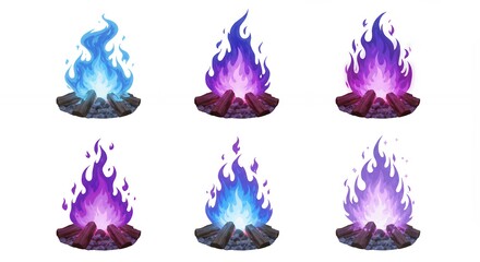 Obraz premium Colorful campfire illustrations