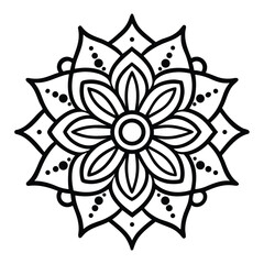 Intricate Black and White Floral Mandala Design