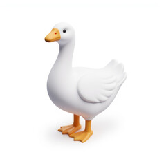 White plastic duck figurine with orange beak and feet