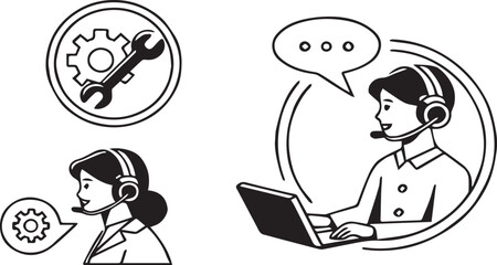 customer-support-service-hotline-support-icons-set