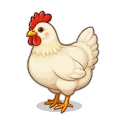 Fototapeta premium A cute illustration of a white chicken with red comb and wattles
