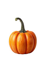 Vibrant orange pumpkin isolated on a transparent background, perfect for autumn and Halloween themes, evokes a festive and rustic atmosphere