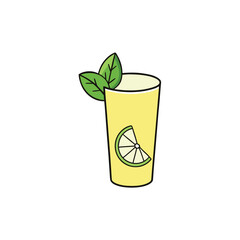 Refreshing basil lemon drink with fresh basil leaves and citrus slice