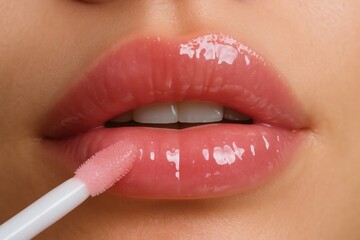Naklejka premium A Close-Up of Lipstick Application