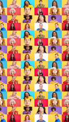 Infinite mosaic of multiethnic people blowing a kiss