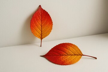 A Study in Red Leaves on a White Canvas