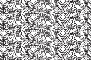 Floral Seamless Silhouette Pattern, Vector Illustration