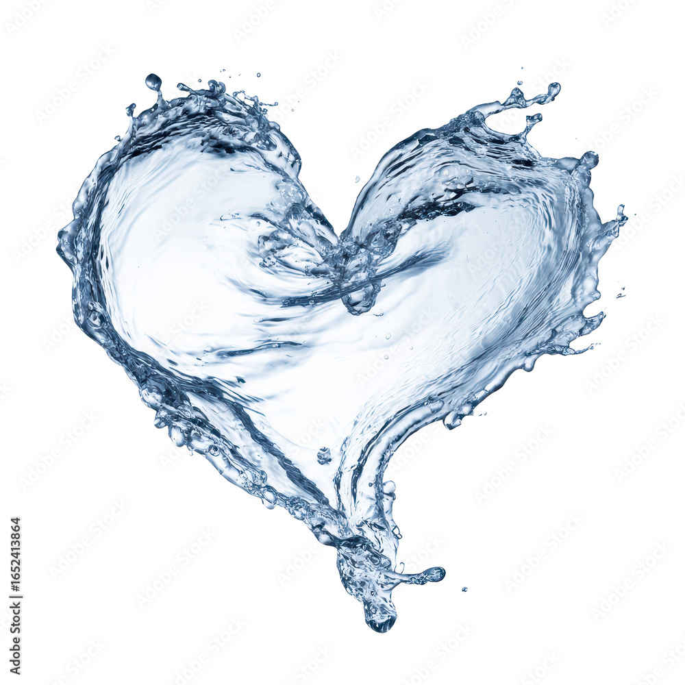 Poster water forms a heart shape with splashes creating a delightful visual representation of love and affe
