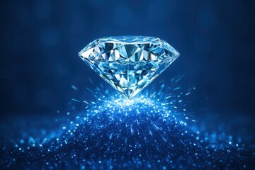 A Diamond Sparkles on a Glittering Blue Abyss